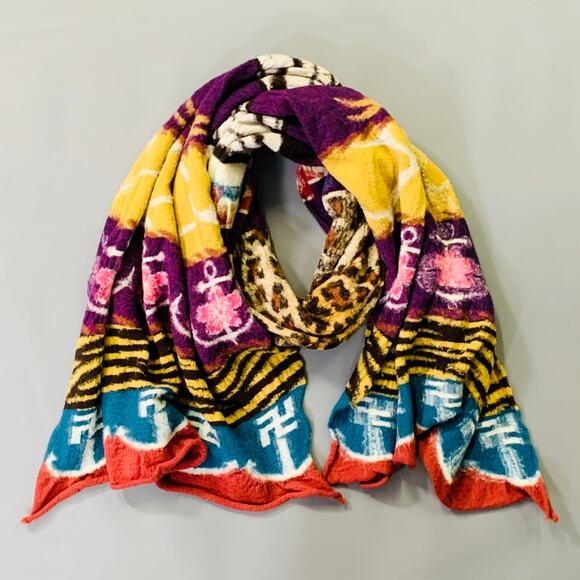 KAPITAL Multi Color Patchwork Oversized Wool Scarf - Picture 2 of 4